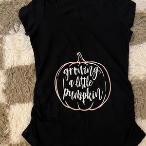 NWOT Bloom Black Maternity Tee with Pumpkin Design